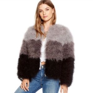 Chaser LA Black and gray ostrich feather jacket